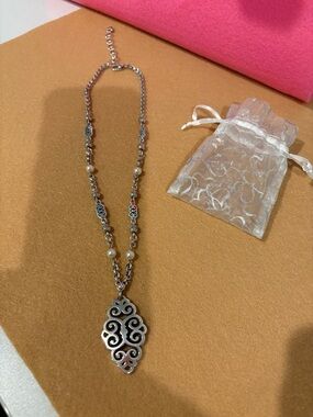 Brighton Silver Filigree Pendant Necklace with Pearls